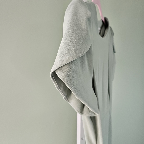 Calvin Klein Crew Neck Short Tulip Sleeve Solid Sheath Stretch Dress Sage Green - Picture 6 of 12